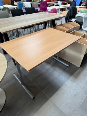 DESTOCKAGE - Bureau - Table de bureau 120 x 80 cm plateau hêtre et piétement couleur aluminium