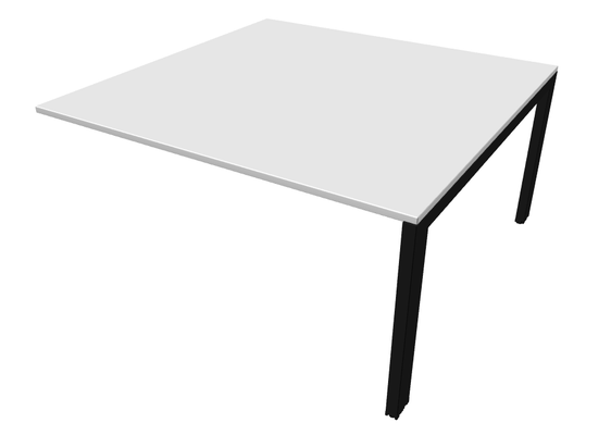 Gamme K3 - Plans droits - K3 Table carrée suivante L.145x145cm, plateau blanc, structure noire
