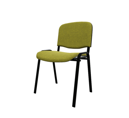 VISITEURS ET FONCTIONNELS - 4 Pieds - Joker + - Chaise piétement 4 pieds laqué noir (Noir).Assise et dossier tissu Lucia Vert gazon YBE (YBE)
