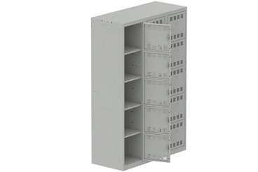 [Pas de famille] - [Pas de sous famille] - Vestiaire multicases 3 colonnes L,40cm 5 cases (fermeture cadenas) H,180xL,120xP,50cm coffre gris clair/portes gris clair