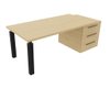 X4- Plan Manager 200x100cm + caisson XXL débordant (encombrement 226x100cm)  Plateaux : Chêne (CE) /Pietements : (NG)/Caisson : Chêne (CE)
