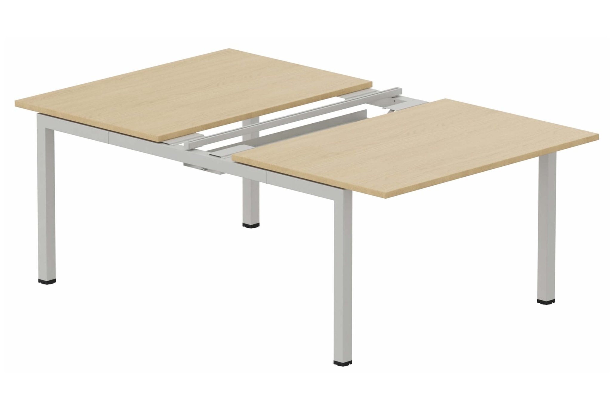 K3 - Bench départ 2 Plateaux coulissants 160x80 (encombrement P165xL160cm) -Finitions : PLATEAUX: CHENE (CE) / PIETEMENTS: ALUMINIUM (AL)
