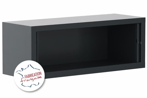 [Pas de famille] - [Pas de sous famille] - Armoire rehausse H44xL120cm coffre anthracite/rideaux hêtre