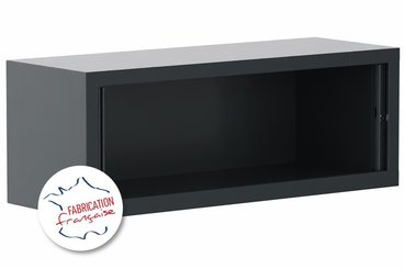 [Pas de famille] - [Pas de sous famille] - Armoire rehausse H44xL120cm coffre anthracite/rideaux hêtre