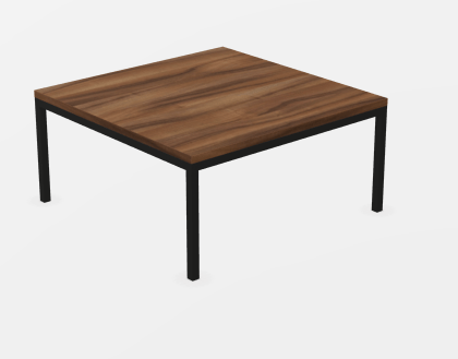 TABLES BASSES - Pieds noirs - WALL STREET table basse 80x80cm, structure époxy noir, plateau mélaminé noyer naturel