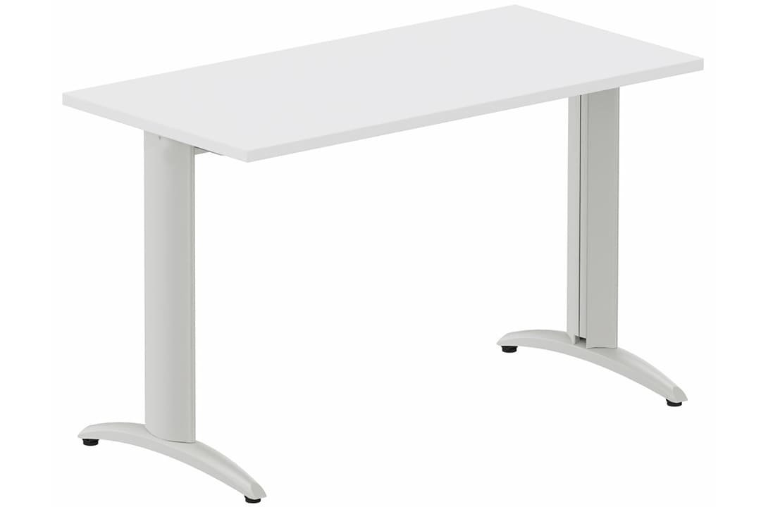 Module composable pied i, L.120xP.60cm, départ, plateau blanc, structure aluminium, plateau blanc, structure aluminium