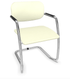 DIVA fauteuil dos tissu. piétement luge chromé assise et dossier vinyle RNN coloris ivoire