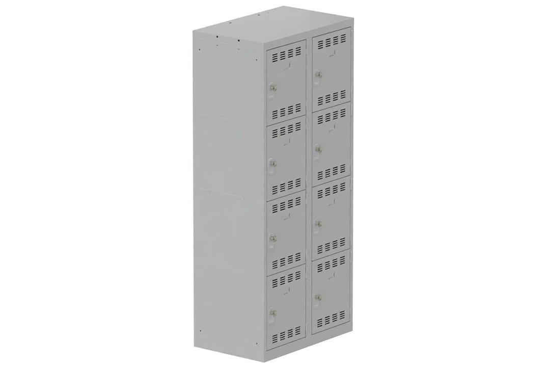 Vestiaire multicases 2 colonnes L,40cm 4 cases (fermeture cadenas) H,180xL,80xP,50cm coffre gris clair/portes gris clair