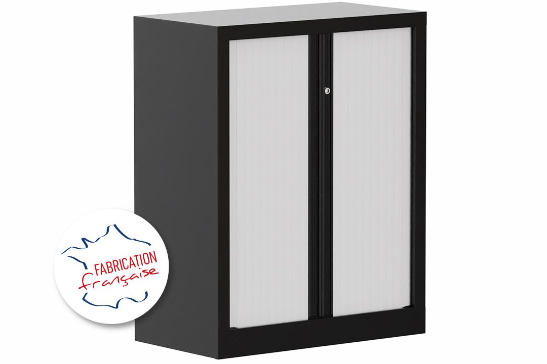 Armoire à rideaux H100xL80cm 2 tablettes