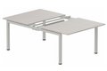 K3 Bench départ 2 plateaux coulissants 120x80cm encombrement 120x165cm, plateau acacia, structure aluminium
