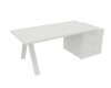 X3 Plan Manager 200*100cm + caisson XXL débordant (encombrement 206x90cm). Plateau, caisson Blanc et pietement Blanc.