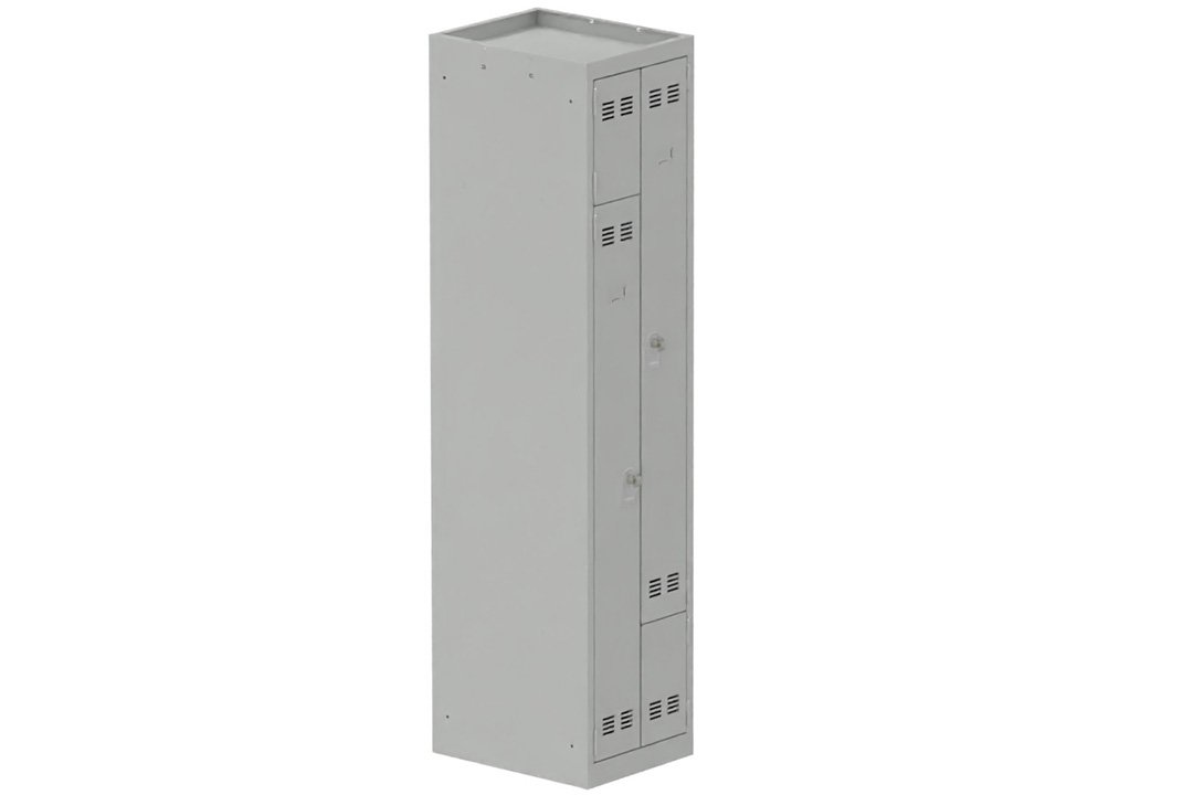 Vestiaire gain de place 1 colonne (fermeture cadenas) H,180xL,40xP,50cm coffre gris clair/portes gris clair