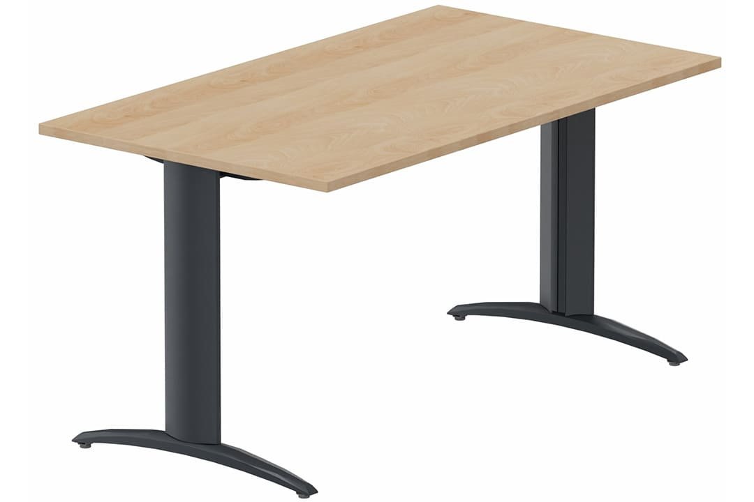 Module composable pied i, L.120xP.80cm, départ, plateau hêtre, structure anthracite, plateau hêtre, structure anthracite