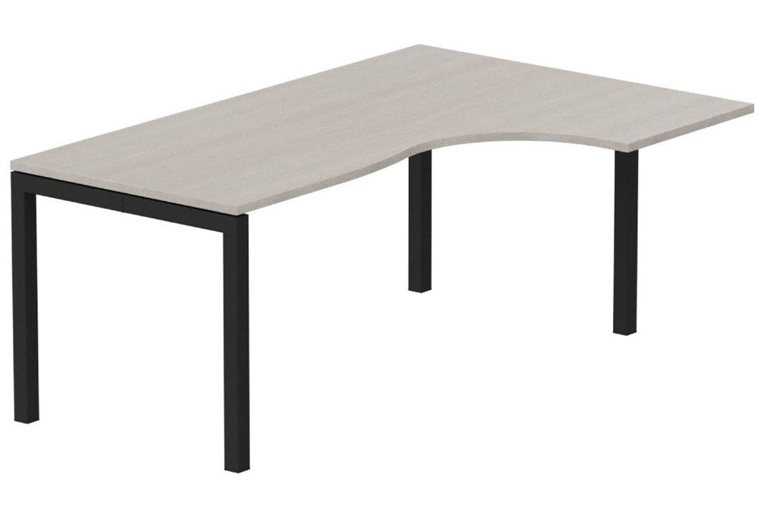K3 Compact 90° asymétrique 180x120x80/60cm retour à droite, plateau acacia, structure noire