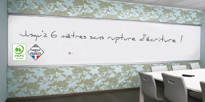 [Pas de famille] - [Pas de sous famille] - Tableau émail grande largeur H.120xL.400cm, surface effaçable à sec et magnétique - PRIX HORS INSTALLATION