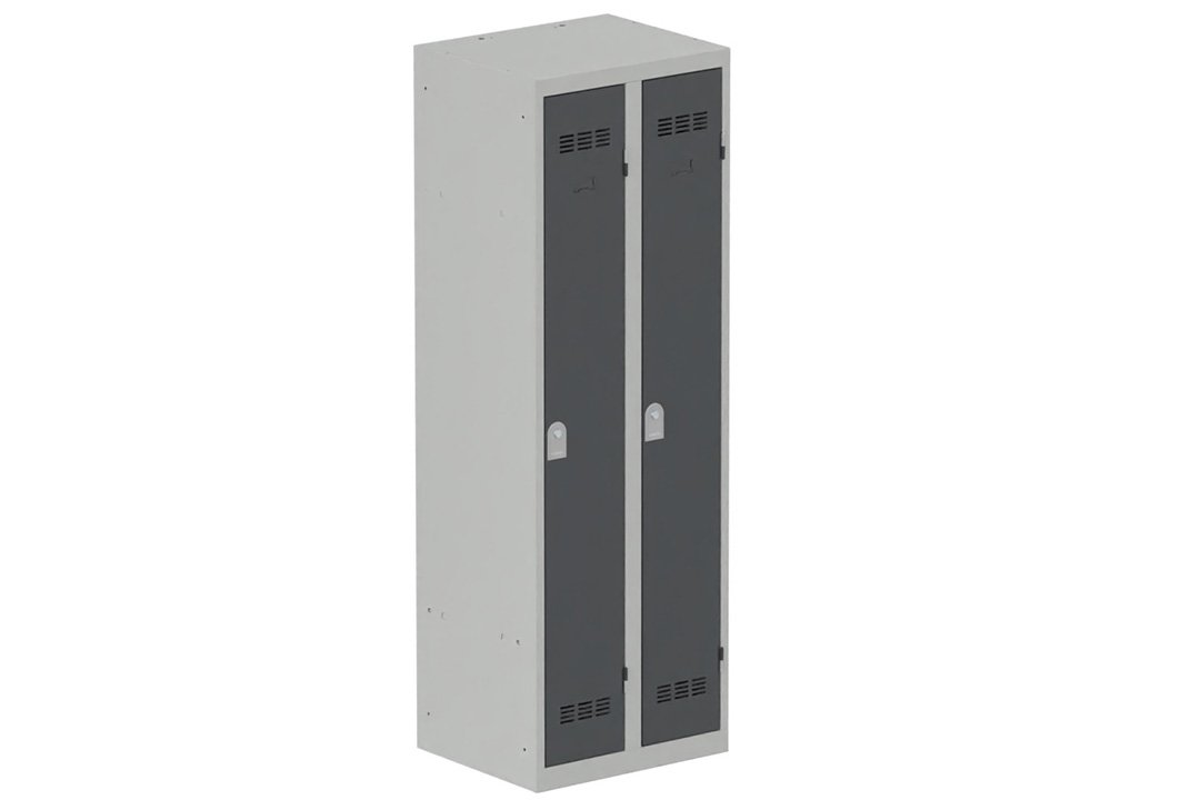 Vestiaire industrie propre 2 portes (serrure 2 clés) H180xL60xP50cm coffre gris clair/ porte(s) anthracite
