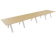 TABLE RECTANGULAIRE 4 PLATEAUX 560X120CM SUR STRUCTURE X3 MEETING. Plateau Chêne clair et pietement Blanc.