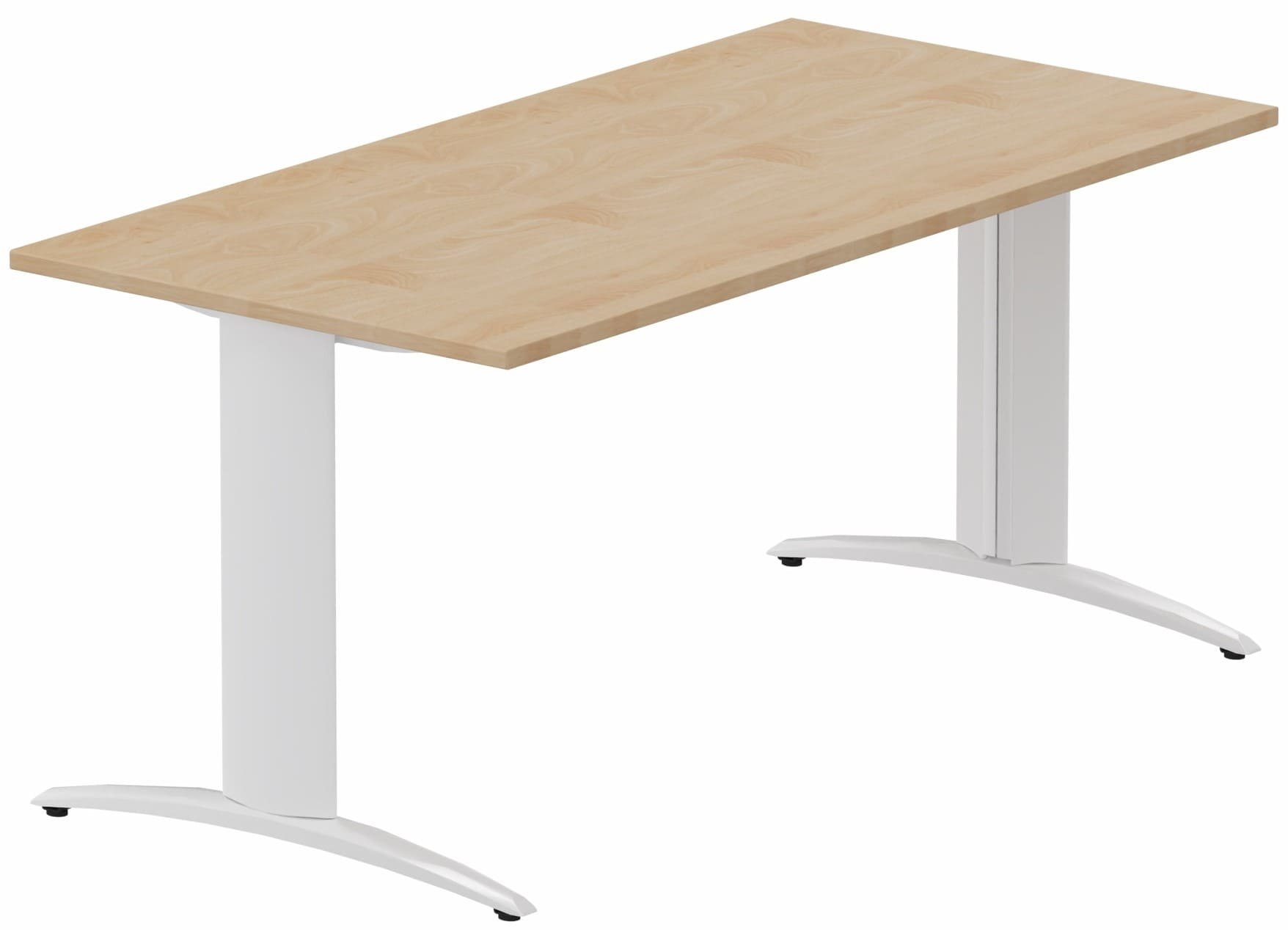 Module composable pied i, L.160xP.80cm, départ, plateau hêtre, structure blanc, plateau hêtre, structure blanc