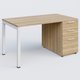 K3 Plateau droit 160x80 avec caisson porteur mélamine. Plateau ,caisson Chêne naturel et pietement Blanc