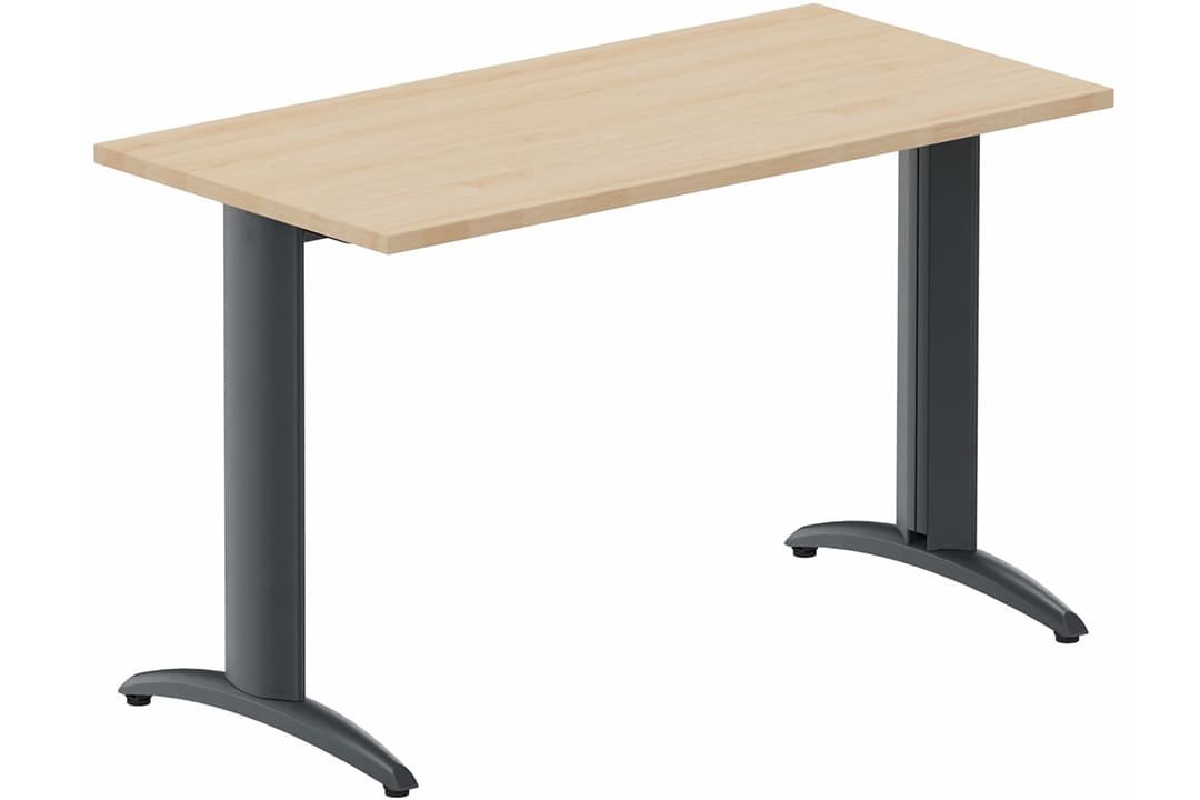 Module composable pied i, L.120xP.60cm, départ, plateau hêtre, structure anthracite, plateau hêtre, structure anthracite