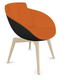 Coco - Fauteuil 4 pieds bois naturel (W1). Tissu Int Step Orange STO (L11) - Tissu Ext Step Noir STA (L01)