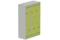 Vestiaire gain de place 3 colonnes (fermeture cadenas) H,180xL,120xP,50cm coffre gris clair/portes anis