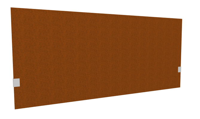 PANNEAUX ECRANS POUR BUREAU DROIT SOLO - Pour bureaux largeur 160 cm - SECRET Panneau-écran acoustique H74cm pour poste solo L.160cm. 2 faces tissu STEP coloris orange chiné. pinces de fixation réglables en hauteur coloris aluminium