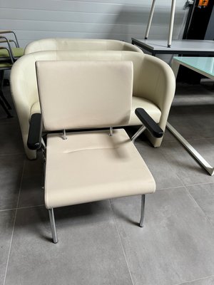 DESTOCKAGE - Chaise - Chauffeuse en cuir beige
