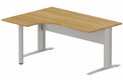 K1 Voile de fond Métal - Plan compact 90° asymétrique 180x120x80/60cm sur pied de soutien - retour à gauche -Finitions : PLATEAUX: NOYER (NO) / PIETEMENTS: ALUMINIUM (AL)