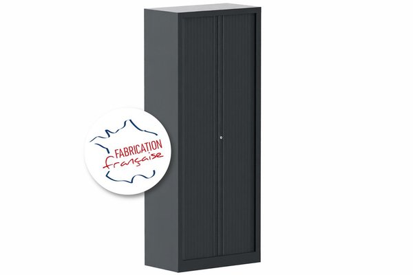 [Pas de famille] - [Pas de sous famille] - Armoire à rideaux H198xL80cm 4 tablettes coloris anthracite