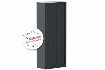 [Pas de famille] - [Pas de sous famille] - Armoire à rideaux H198xL80cm 4 tablettes coloris anthracite