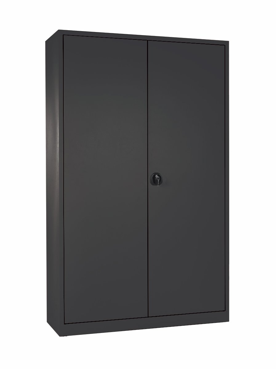 Armoire monobloc métal portes battantes, 4 tablettes L.120xH.195xP42cm anthracite