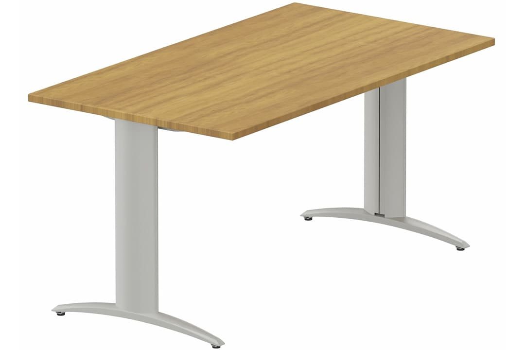 Module départ L120xP80cm pour table composable pied "i", Plateau : Noyer / Piétements : Aluminium