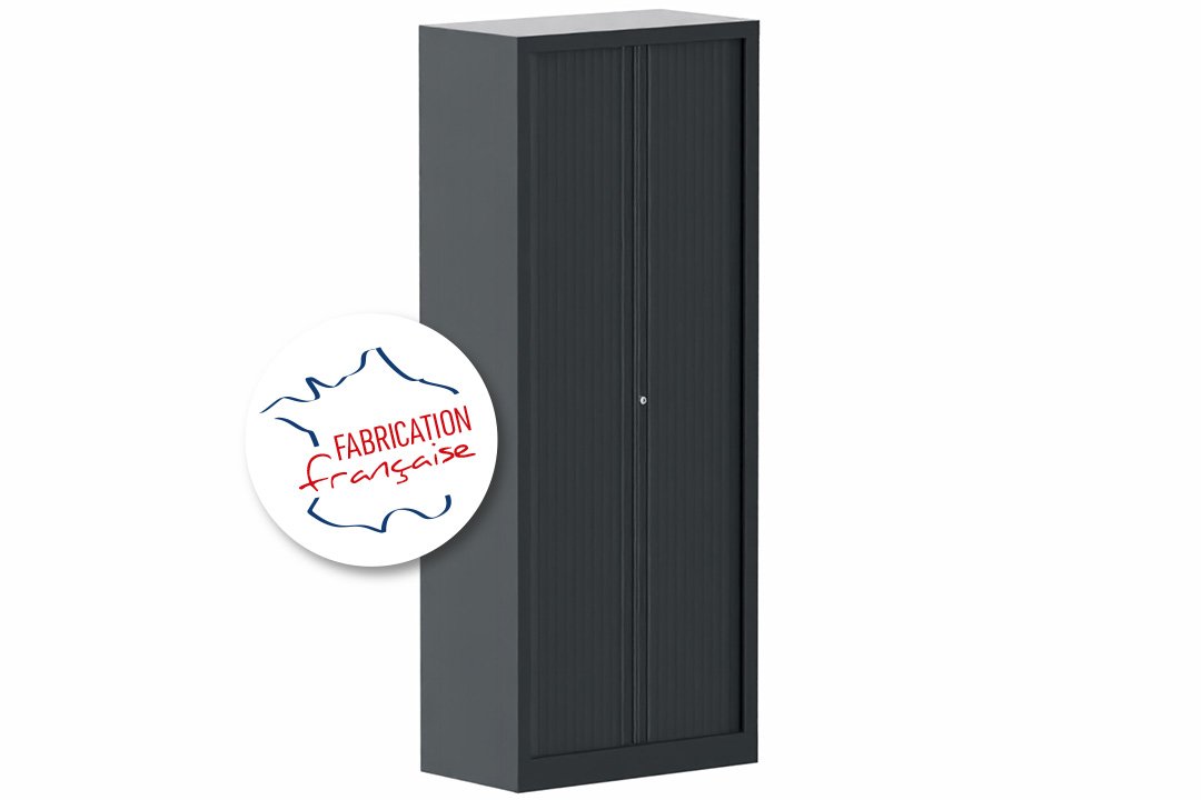 Armoire à rideaux H198xL80cm 4 tablettes coloris anthracite