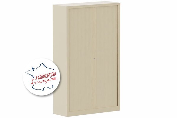 [Pas de famille] - [Pas de sous famille] - Armoire à rideaux démontable H198xL120cm 4 tablettes coffre beige/rideaux beige - sur délai