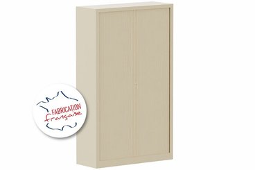 [Pas de famille] - [Pas de sous famille] - Armoire à rideaux démontable H198xL120cm 4 tablettes coffre beige/rideaux beige - sur délai