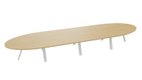 TABLE OBLONGUE 4 PLATEAUX 540X120CM SUR STRUCTURE X3 MEETING. Plateau Chêne clair et pietement Blanc.