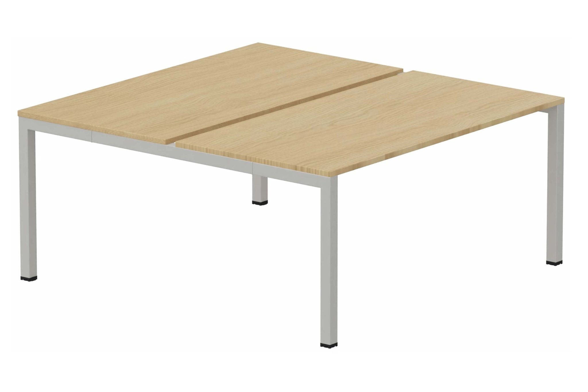 k3 - Bench départ 2 Plateaux fixes 140x80 (encombrement P165XL140cm) -Finitions : PLATEAUX: CHENE (CE) / PIETEMENTS: ALUMINIUM (AL ) / 