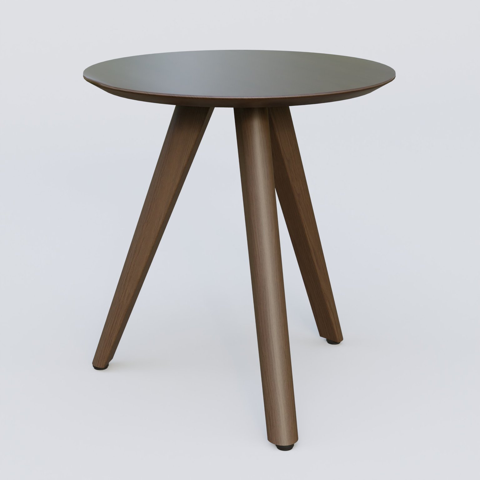 Table Basse Fashion Styl piètement 3 pieds en bois et plateau bois. Plateau Chêne et pietement Chêne Moka.