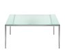 QUORUM table basse 120x60cm, structure chromée, plateau verre satiné