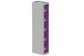 Vestiaire multicases 1 colonne L,30cm 5 cases (fermeture cadenas) H,180xL,30xP,50cm coffre gris clair/portes prune