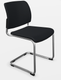 ZEN tissu visiteur - Chaise Piétement luge alu (AL).Assise et dossier tissu Bondai Noir (8033)