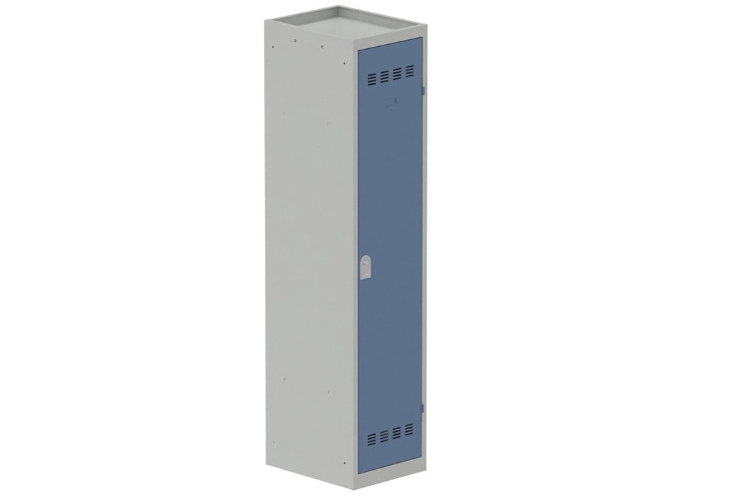 Vestiaire industrie salissante 1 porte (serrure 2 clés) H180xL40xP50cm coffre gris clair/ porte(s) bleu
