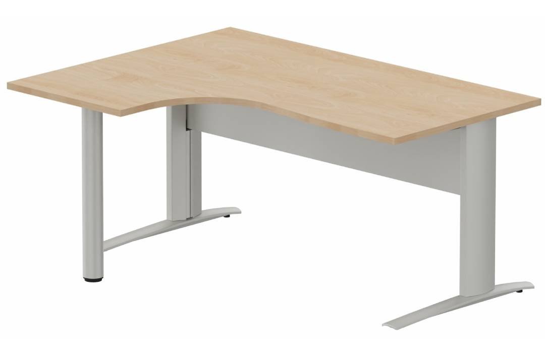 K1 VDF METAL Compact 90° asymétrique 180x120x80/60cm retour à gauche sur pied de soutien hêtre/aluminium