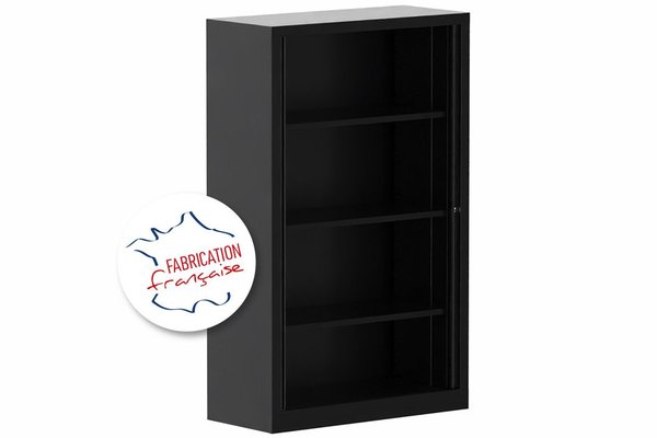 ARMOIRES A RIDEAUX - Largeur 100 cm - Armoire à rideaux H160xL100cm 3 tablettes coffre noir/rideaux noir - sur délai