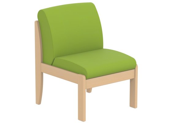 SCOLAIRE - Accueillir - Chauffeuse BERMUDES assise et dossier tissu enduit piètement bois - L60xP68xH83 cm