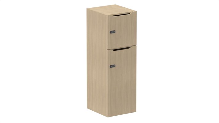 CASIERS - 2 cases - Meuble à cases H.137xL.45xP.50cm - 2 cases : 1 x H86cm (en bas) + 1 x H43cm.  portes avec découpe en partie haute. serrure à code