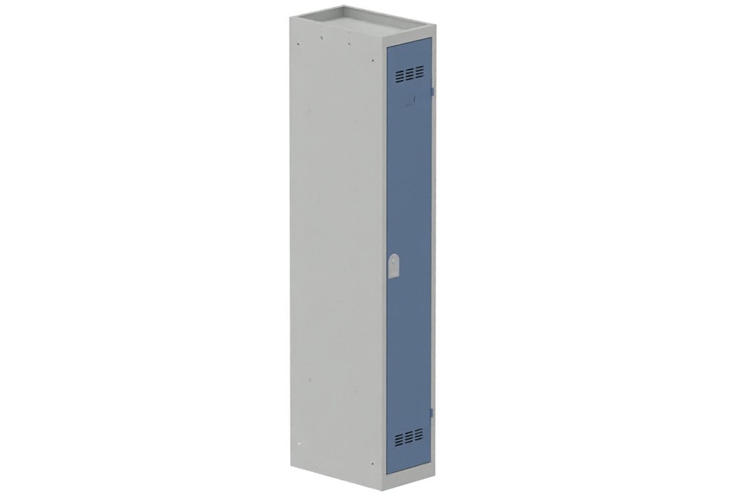 Vestiaire industrie propre 1 porte (serrure 2 clés) H180xL30xP50cm coffre gris clair/ porte(s) bleu