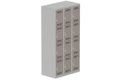 Vestiaire multicases 3 colonnes L,30cm 4 cases (fermeture cadenas) H,180xL,90xP,50cm coffre gris clair/portes basalte