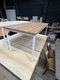 Table déco structure 4 pieds blanc 180 x 80 cm plateau noyer